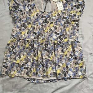 LUCKY BRAND Floral Peplum Blouse size L